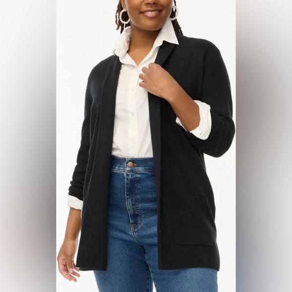 J. Crew Factory Chelsea Sweater Blazer Black size Large Petite - Picture 1 of 8